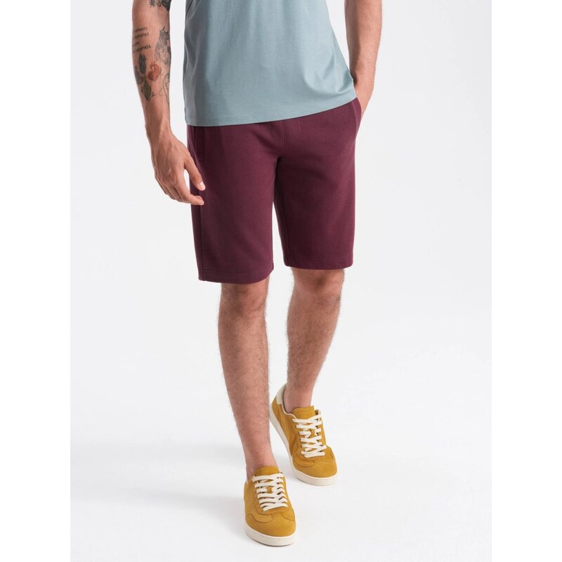 Ombre Clothing Bordó jednobarevné šortky V3 SRBS-0149