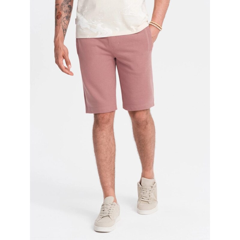 Ombre Clothing Starorůžové jednobarevné šortky V4 SRBS-0149