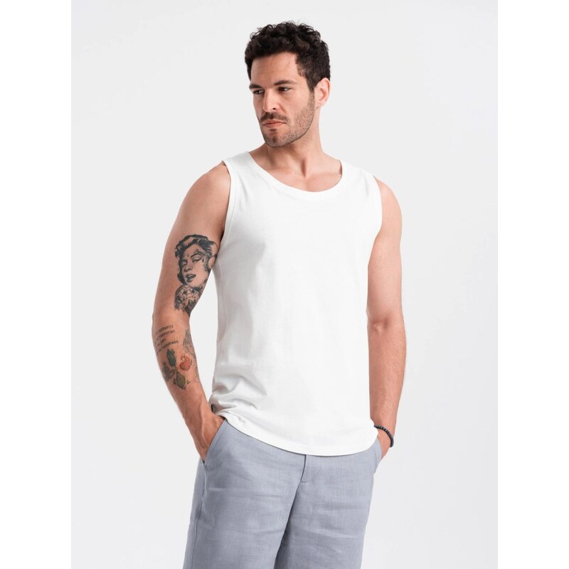 Ombre Clothing Jednoduché bílé tílko V1 TSBT-0192