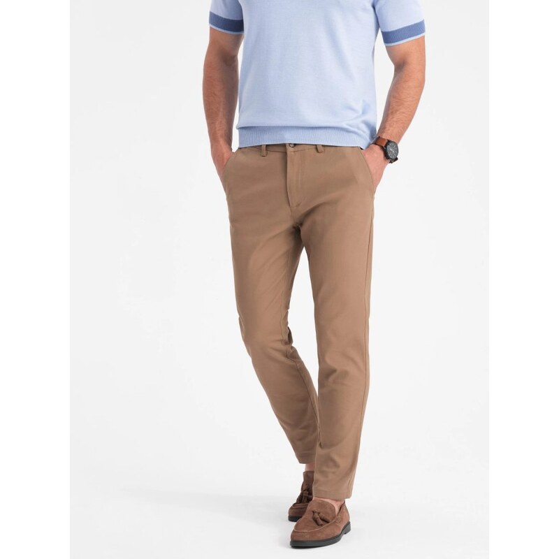 Ombre Clothing Pánské světle hnědé chinos kalhoty slim fit V2