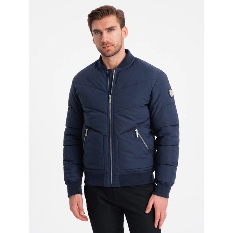Ombre Clothing Stylová pánská granátová bomber bunda V2 OM-JALP