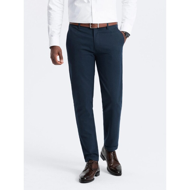 Ombre Clothing Pánské granátové klasické chinos kalhoty s jemnou