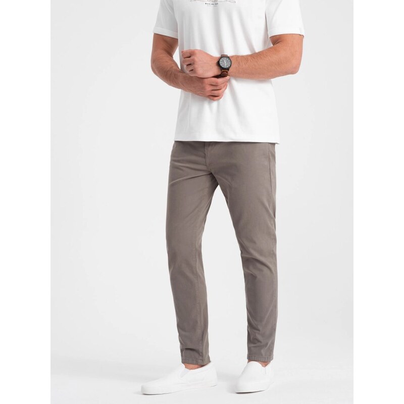 Ombre Clothing Jedinečné béžové pánské kalhoty V5 PACP-0151