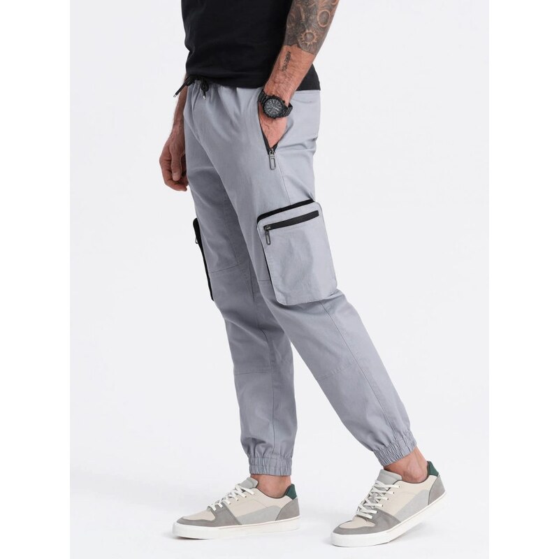 Ombre Clothing Nadčasové šedé joggery V8 PAJO-0135