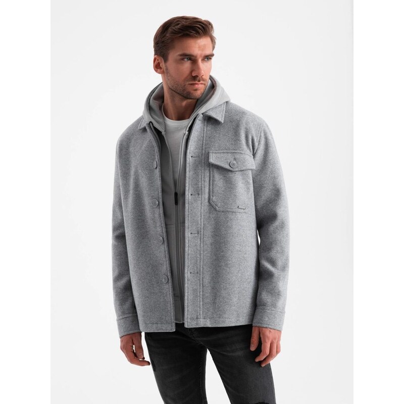 Ombre Clothing Stylová šedá bunda s viskózou V2-janp-0199