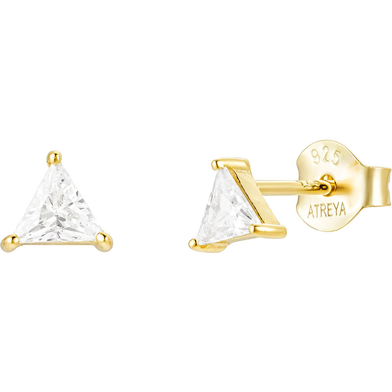 Atreya Stříbrná pozlacená puzetová náušnice Bright Triad 101225218