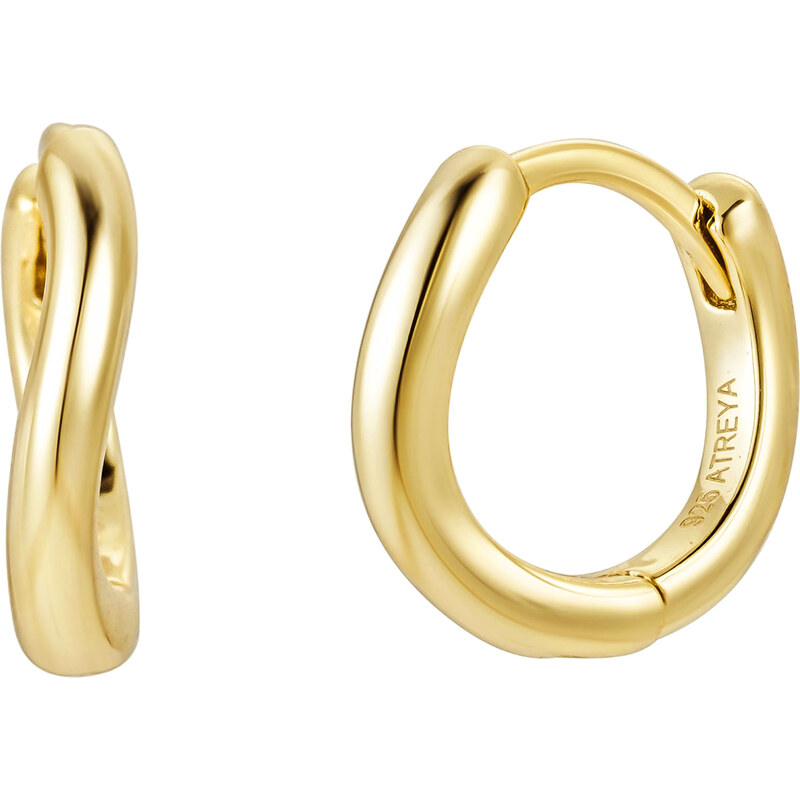 Atreya Stříbrná pozlacená kruhová náušnice Twisted hoop