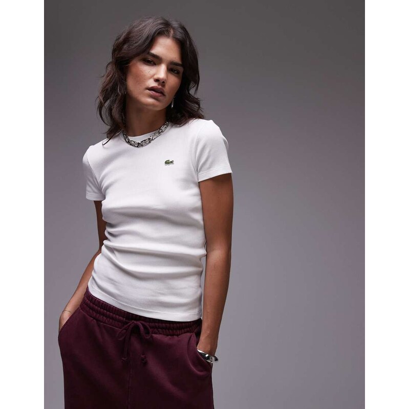Lacoste crew neck short sleeve t-shirt in white 115541443