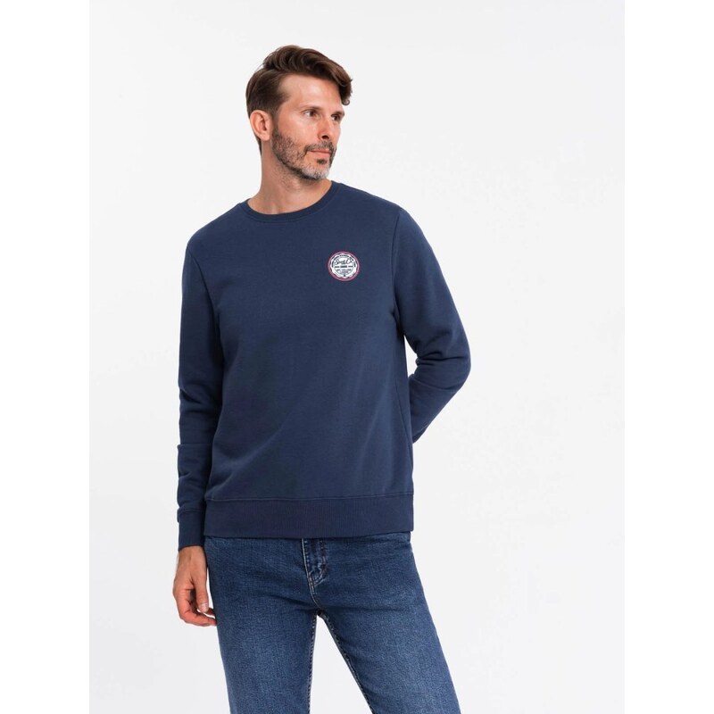 Ombre Clothing Pohodlná tmavě modrá mikina s nášivkou V2 SSNZ