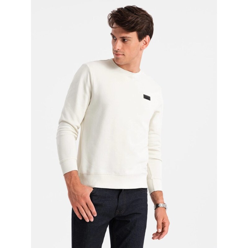 Ombre Clothing Trendy krémová mikina s nášivkou V2 SSNZ-0136