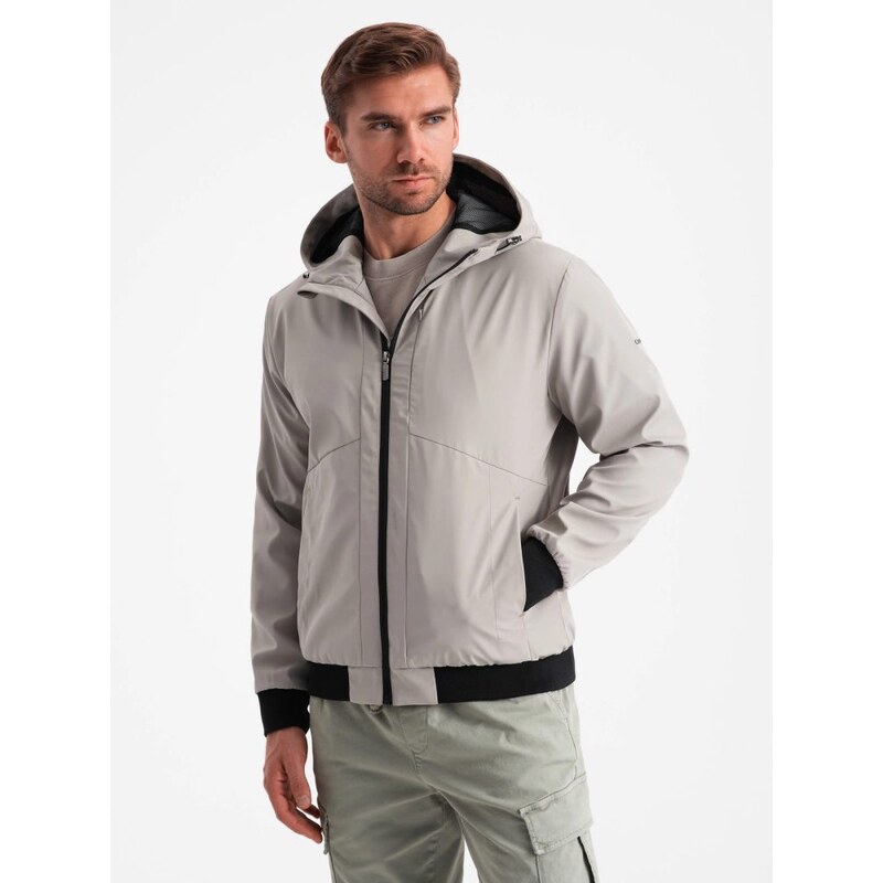 Ombre Clothing Základní šedá přechodná sportovní bunda V6 JANP