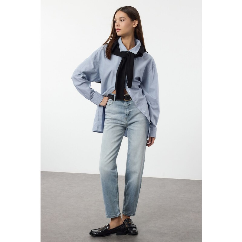 Trendyol Blue High Waist Slim Mom Jeans