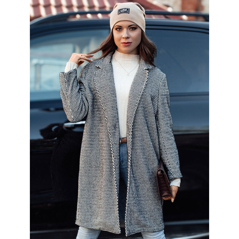 BASIC Bílo-černý dámský oversize kabát TEDDSTYLE Vzory 101236102