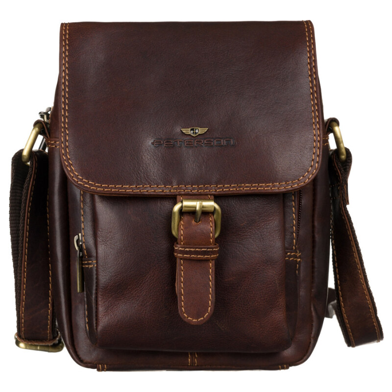 Peterson Pánská kožená crossbody taška hnědá (KT182)