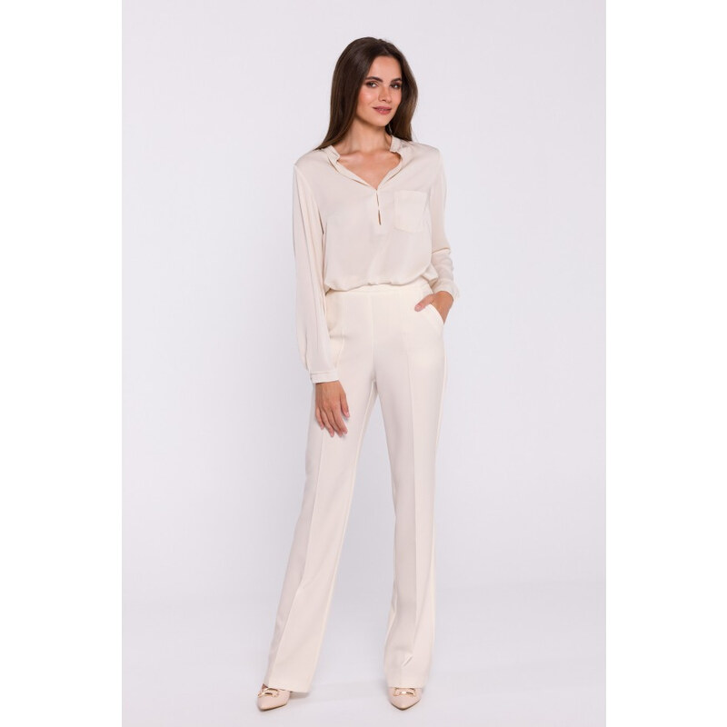 STYLOVE S371 Kalhoty Bootcut - slonová kost