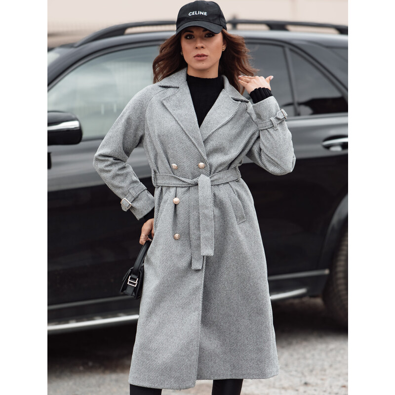 BASIC Šedý dámský dlouhý oversize kabát CAMELLYN Šedá
