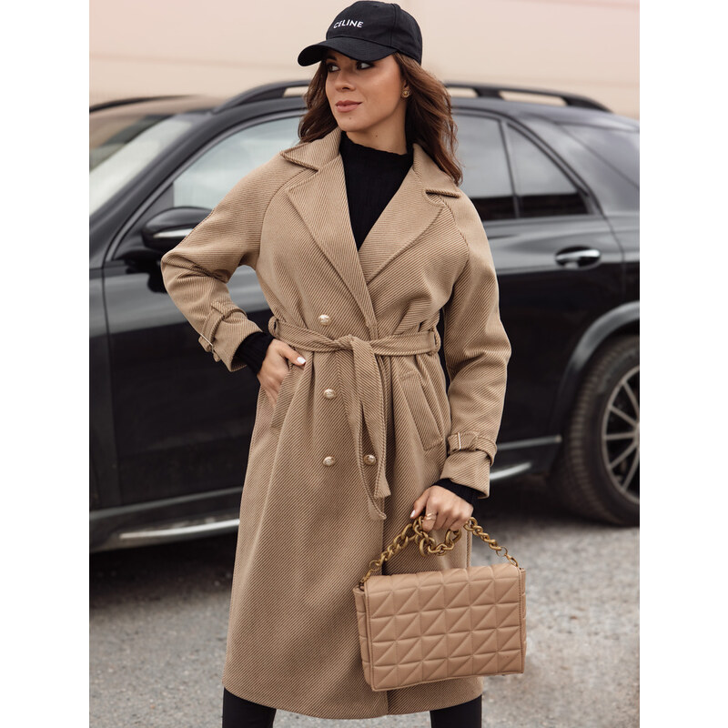 BASIC Camel dámský dlouhý oversize kabát CAMELLYN Hnědá 101272669