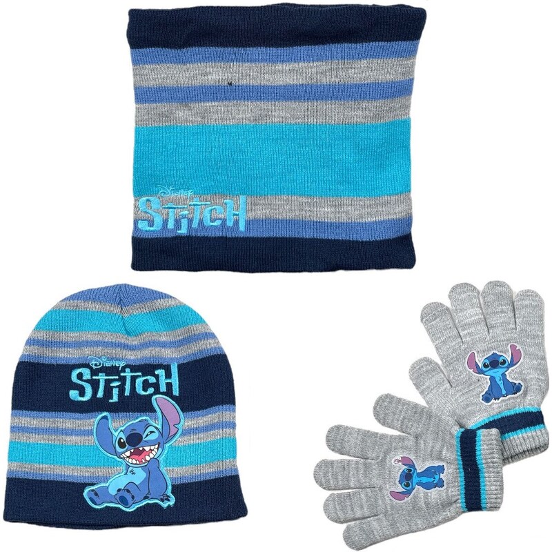 Dětská sada čepice + šála + rukavice STITCH kluk 2