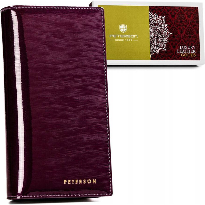 Peterson Tmavě fialová elegantní lakovaná kožená peněženka Y632