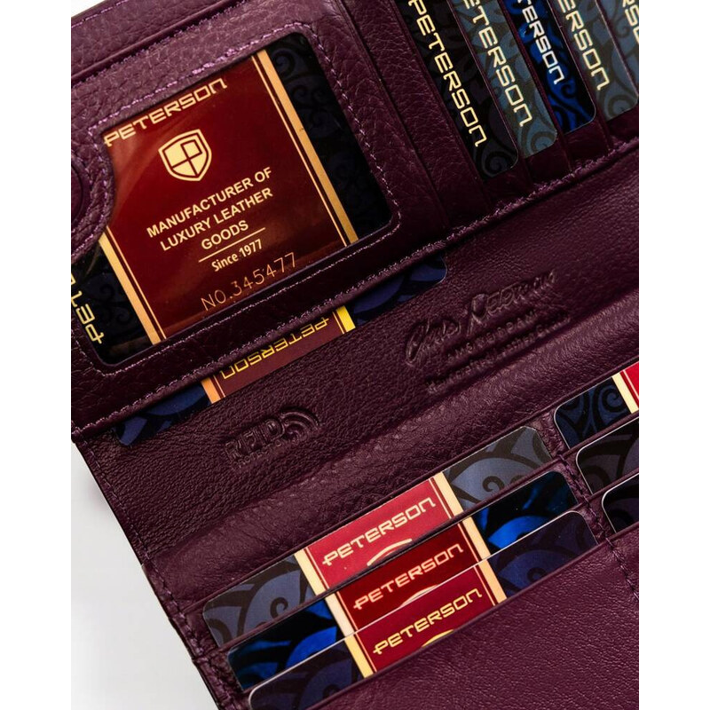 Peterson Tmavě fialová elegantní lakovaná kožená peněženka Y632