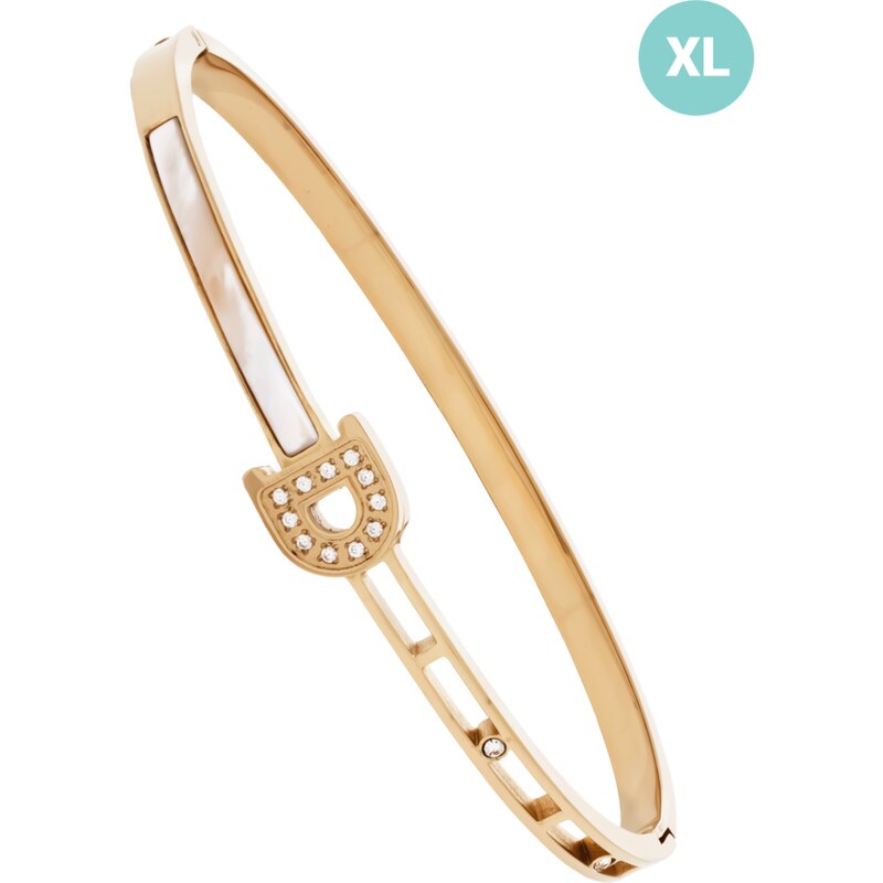 JVD Dámský pevný ocelový rose gold náramek se zirkony JGB15RXL
