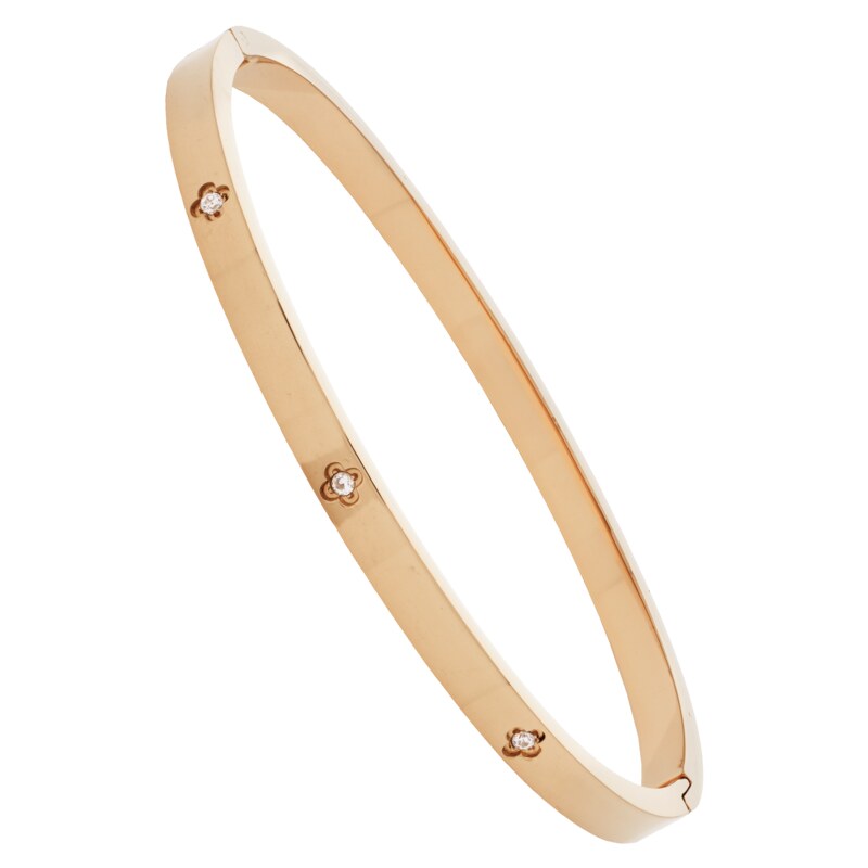 JVD Dámský pevný ocelový rose gold náramek se zirkony JGB17R