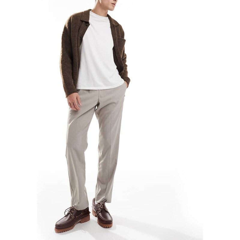 Jack & Jones drawstring smart tapered loose trousers in beige