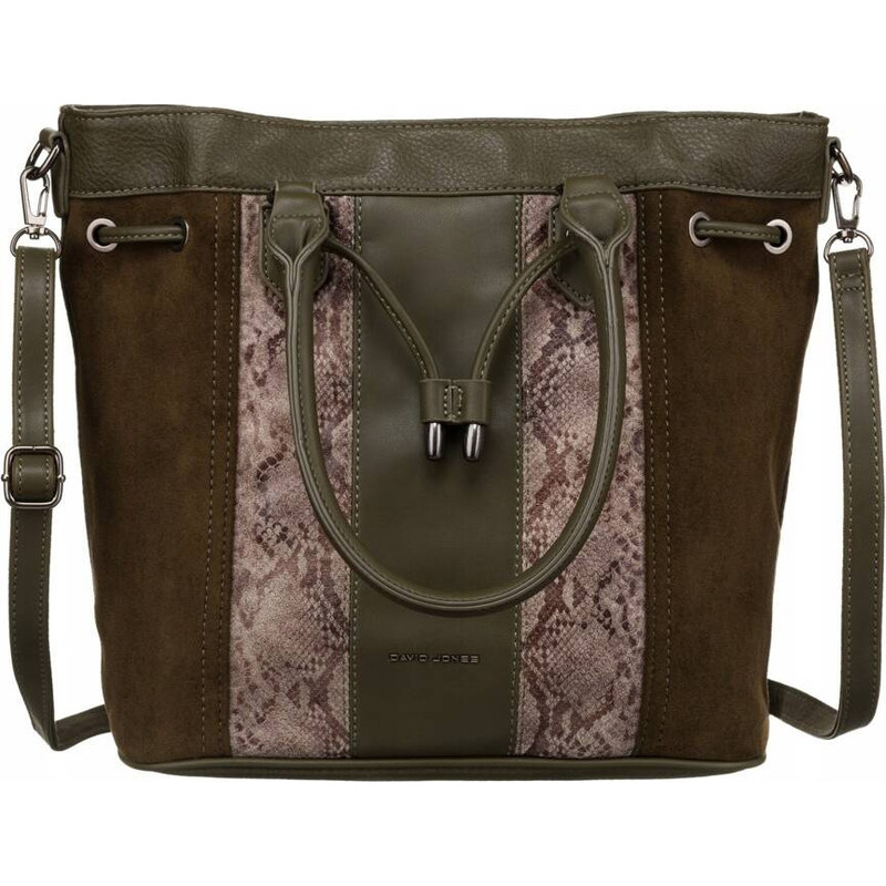David Jones tmavá khaki shopper kabelka se zvířecím vzorem
