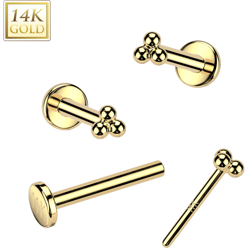 Atreya Bezzávitová labreta ze 14kt zlata mini trinity, AU 585