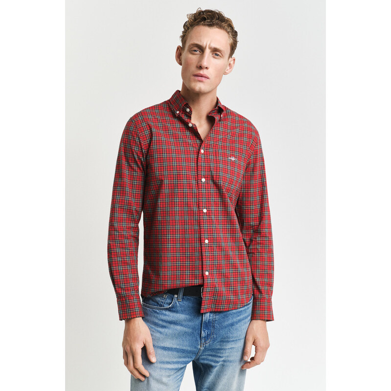 KOŠILE GANT REG CLASSIC POPLIN TARTAN SHIRT RUBY RED