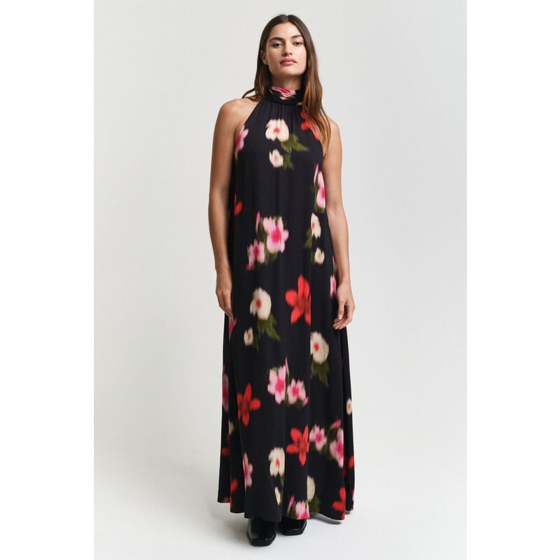 ŠATY GANT FLORAL PRINT HALTERNECK DRESS BLACK