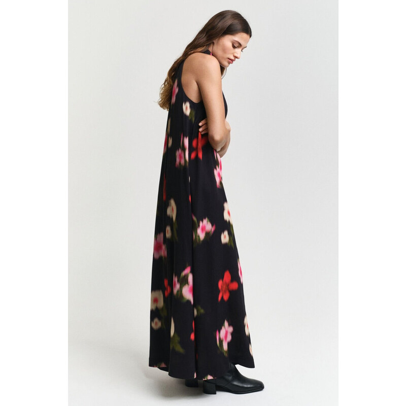 ŠATY GANT FLORAL PRINT HALTERNECK DRESS BLACK