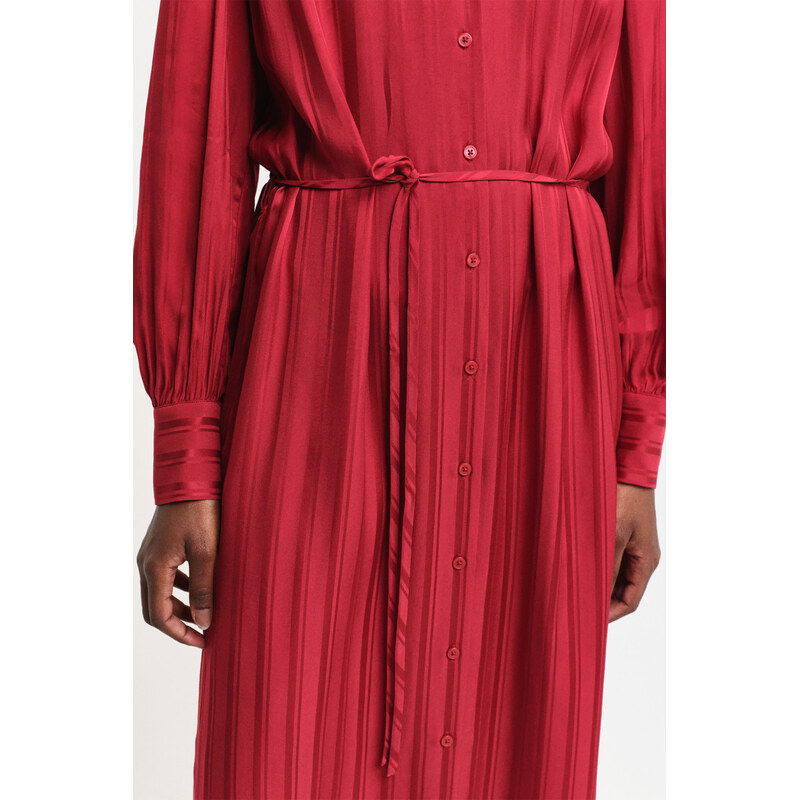 ŠATY GANT RELAXED SATIN STRIPE SHIRT DRESS CHERRY RED