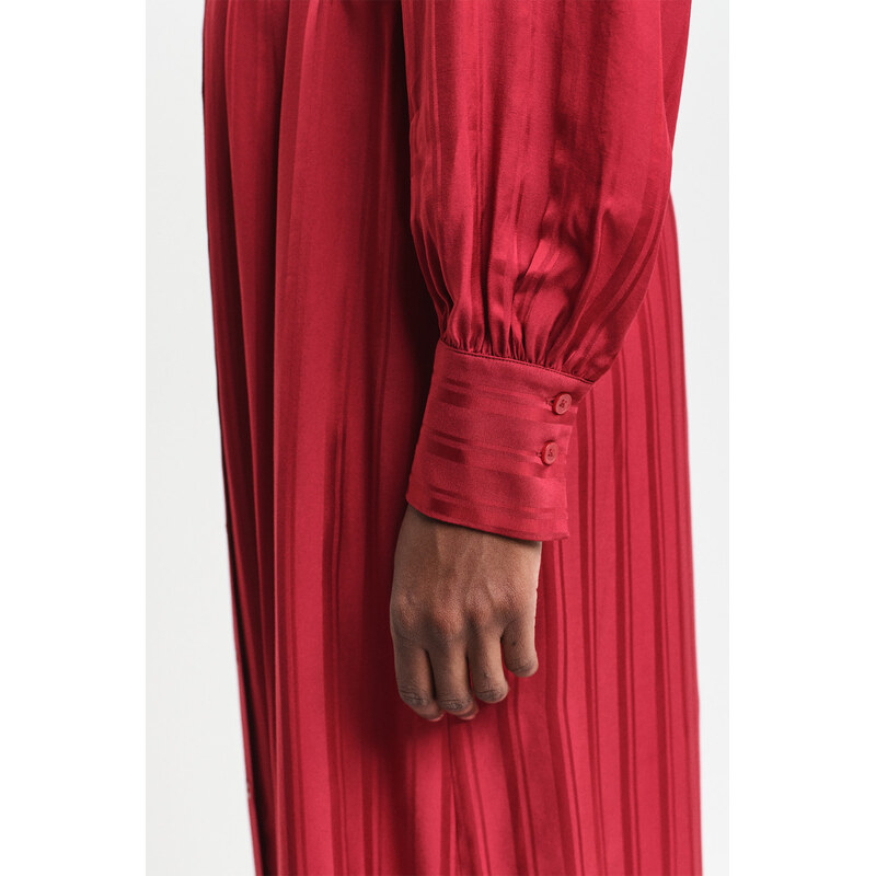 ŠATY GANT RELAXED SATIN STRIPE SHIRT DRESS CHERRY RED