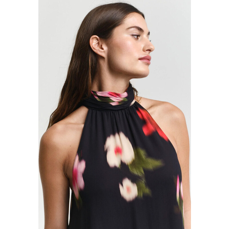 ŠATY GANT FLORAL PRINT HALTERNECK DRESS BLACK