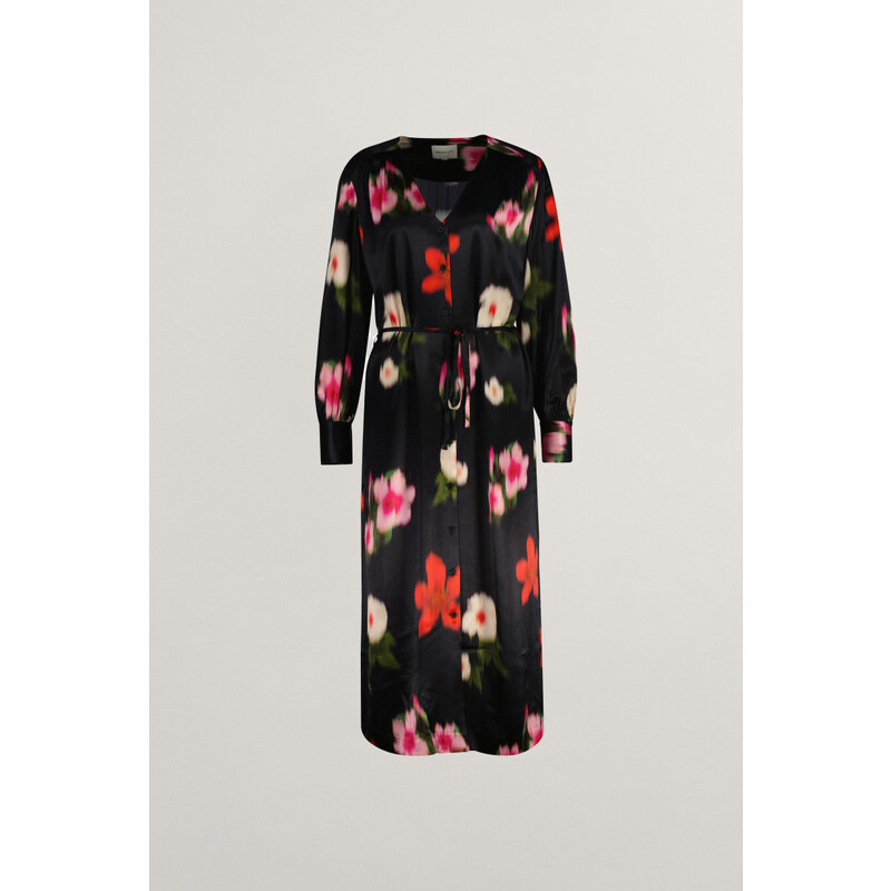 ŠATY GANT RELAXED FLORAL PRINT SHIRT DRESS BLACK