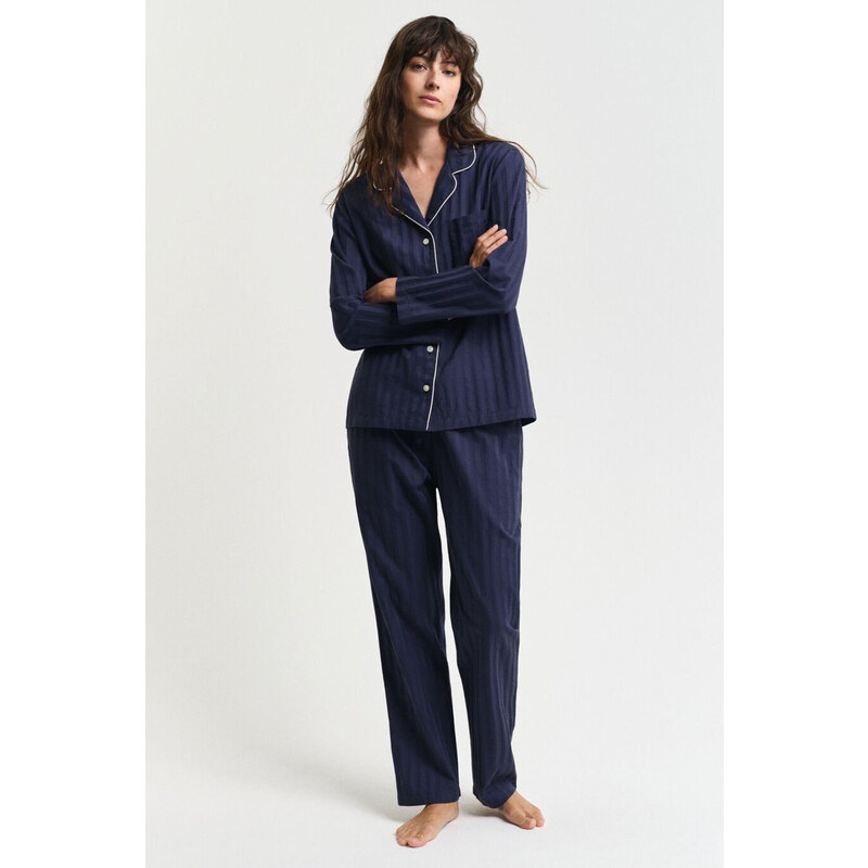 PYŽAMO GANT SATIN STRIPE PAJAMA SET GB EVENING BLUE 101311124