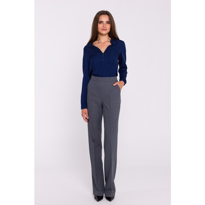 STYLOVE S371 Kalhoty Bootcut - šedé
