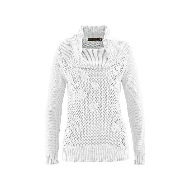 bpc selection Rolákový pulovr s háčkovanou krajkou bonprix