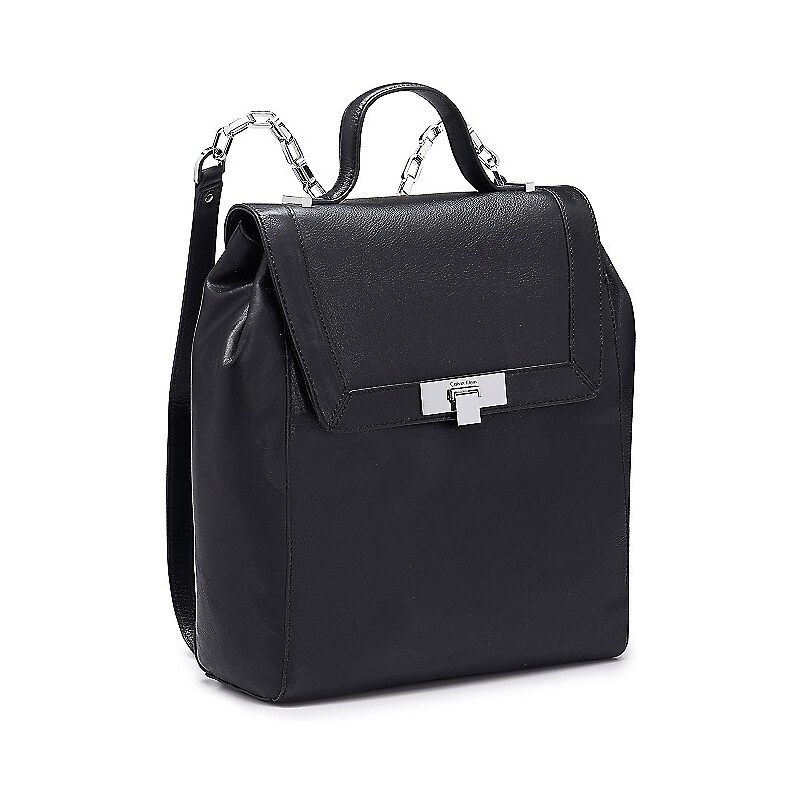 Elegantní kožený batoh Calvin Klein Connie backpack black