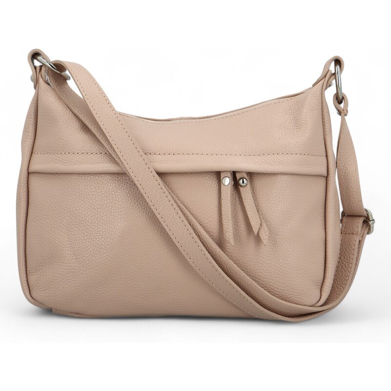 Delami Vera Pelle Dámská kožená crossbody kabelka pudrová -