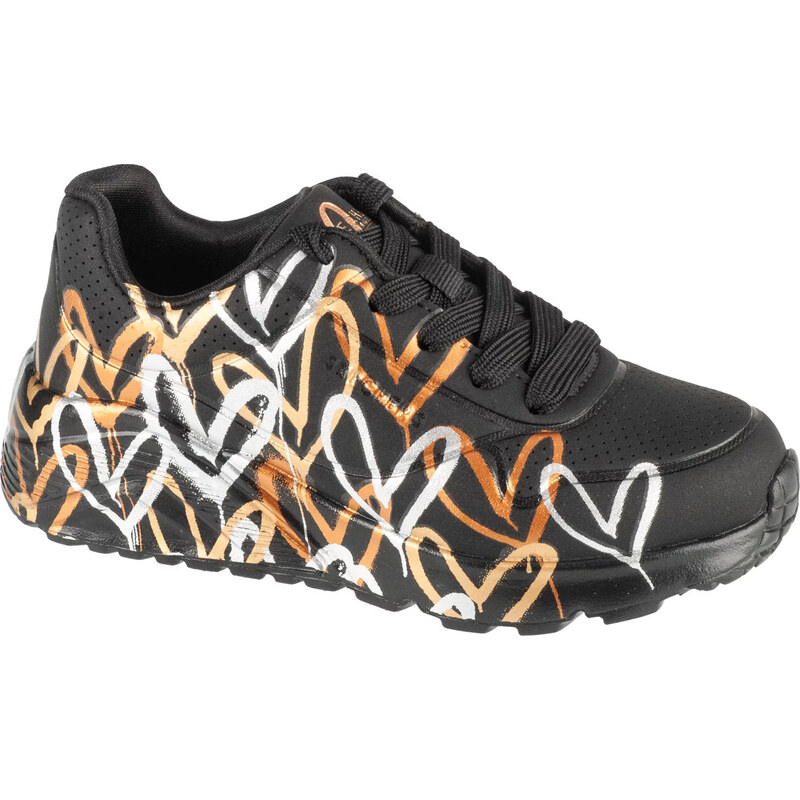 Černé dívčí tenisky Skechers JGoldCrown: Uno Lite - Metallic