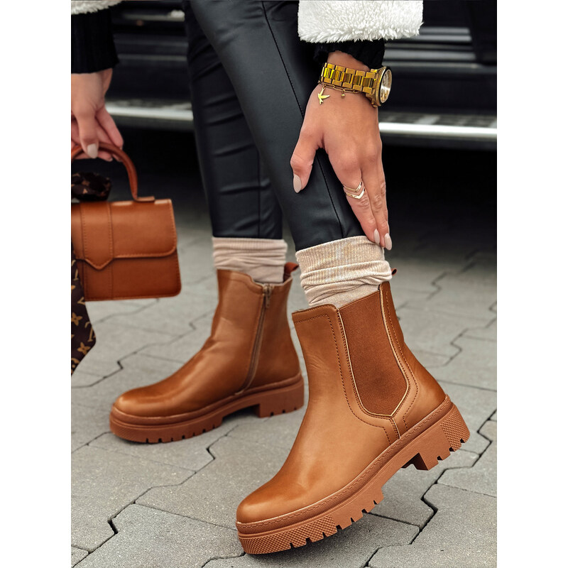 BASIC Dámské camel kotníkové boty MONDERICO Hnědá 101616659