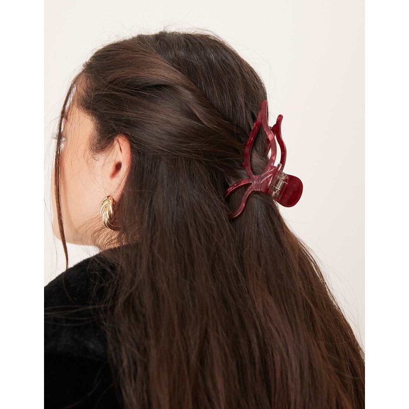 Sui Ava Bow Elegance big hair claw in burgundy-Red 115554711