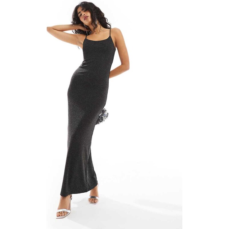 Vero Moda cami maxi dress in black glitter 101637932