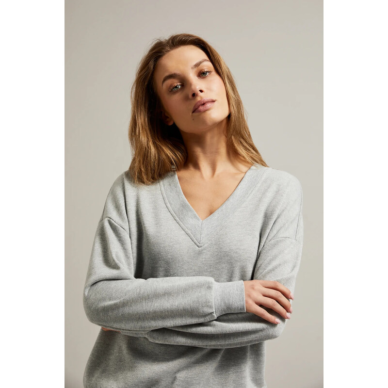 Marisse Womens Sweatshirt Z-Bl-4501 Grey Mel