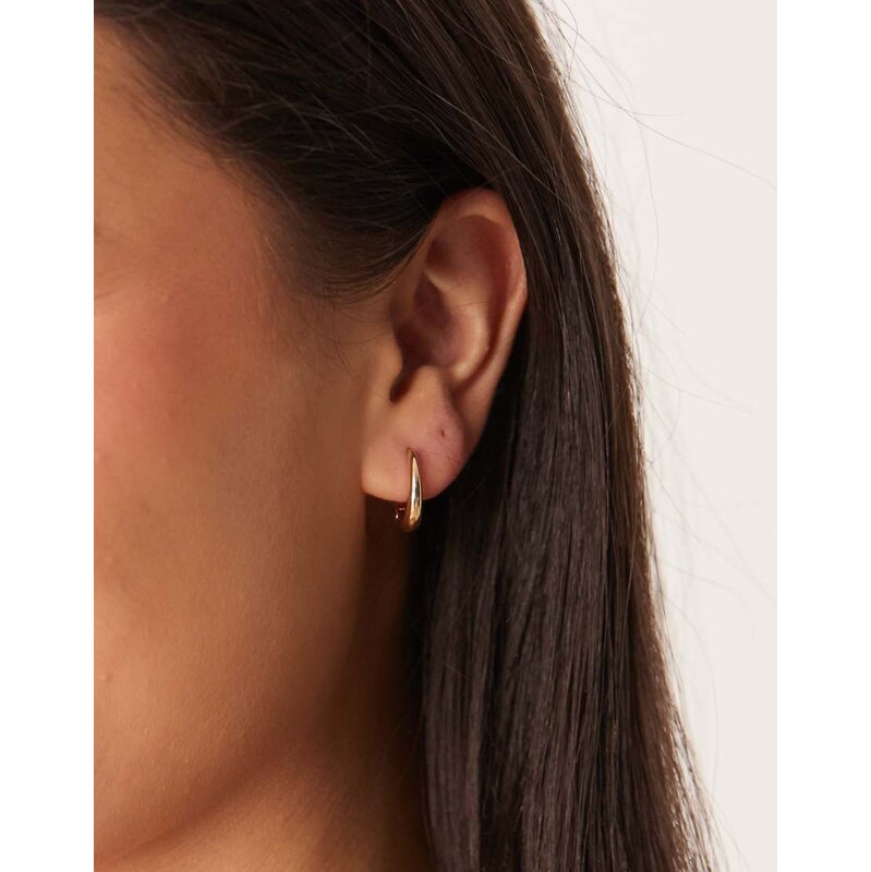 DesignB London mini huggie hoop earrings in gold