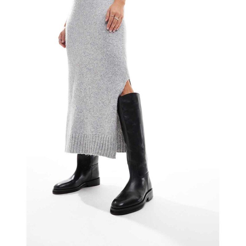 ASOS DESIGN Cheltenham smart leather riding knee boots in black 103822488