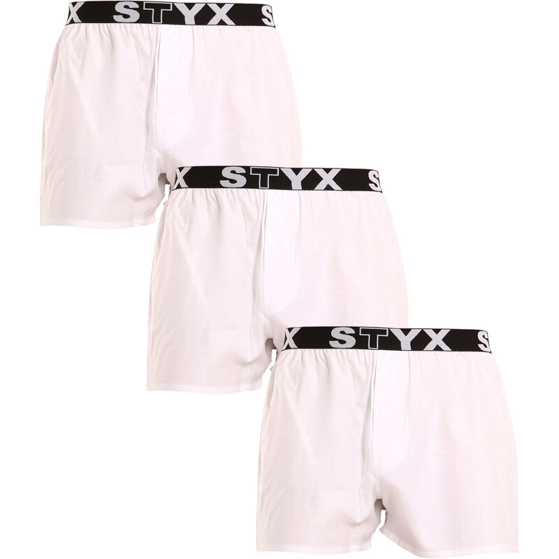 3PACK pánské trenky Styx sportovní guma bílé (3B1061)