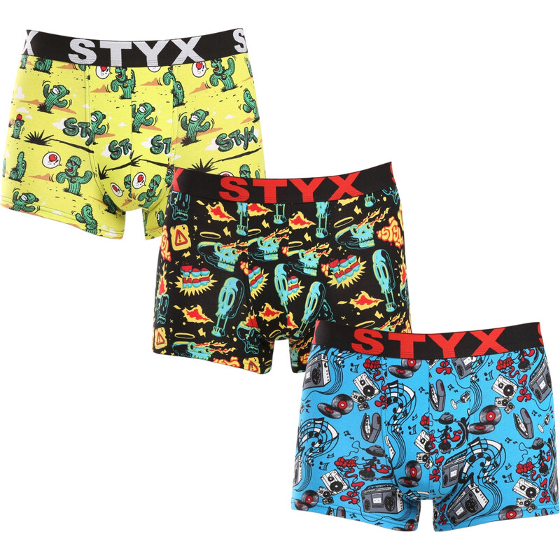 3PACK Pánské boxerky Styx art sportovní guma nadrozměr (3R13188)